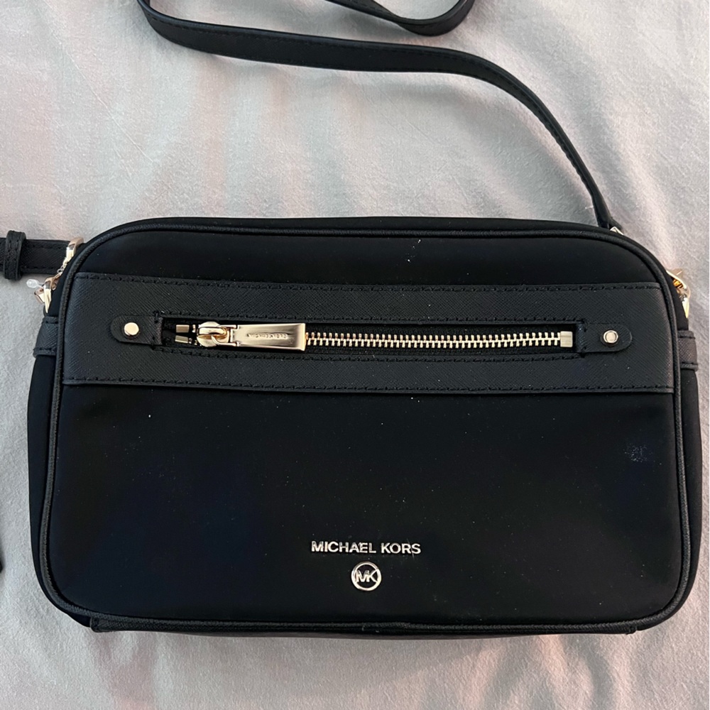 Michael Kors Black Shoulder Bag with Silver Accents